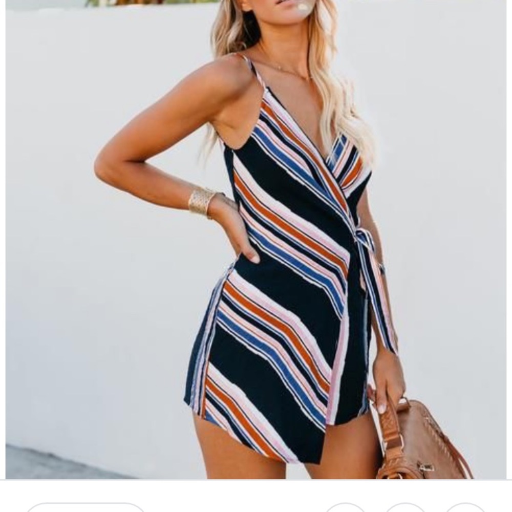 vici striped wrap romper